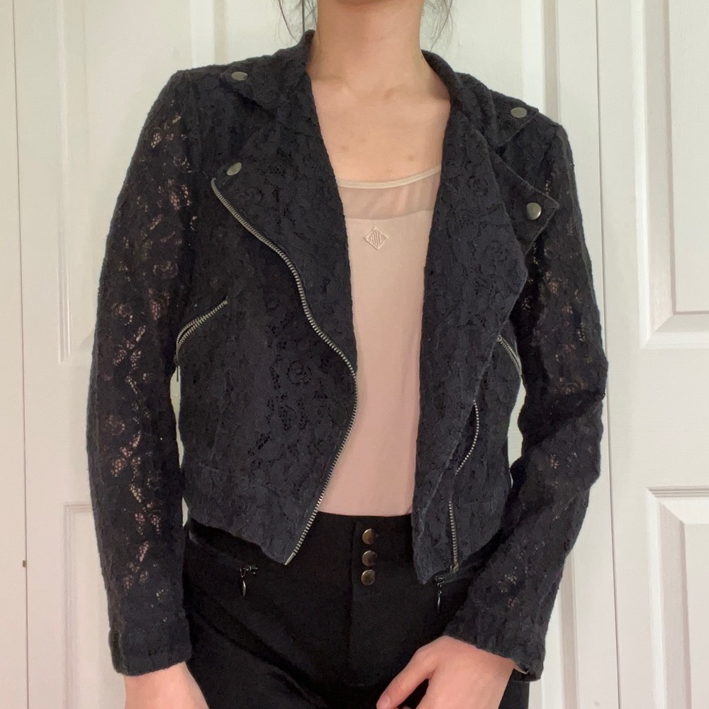 PacSun Black lace leather-looking jacket